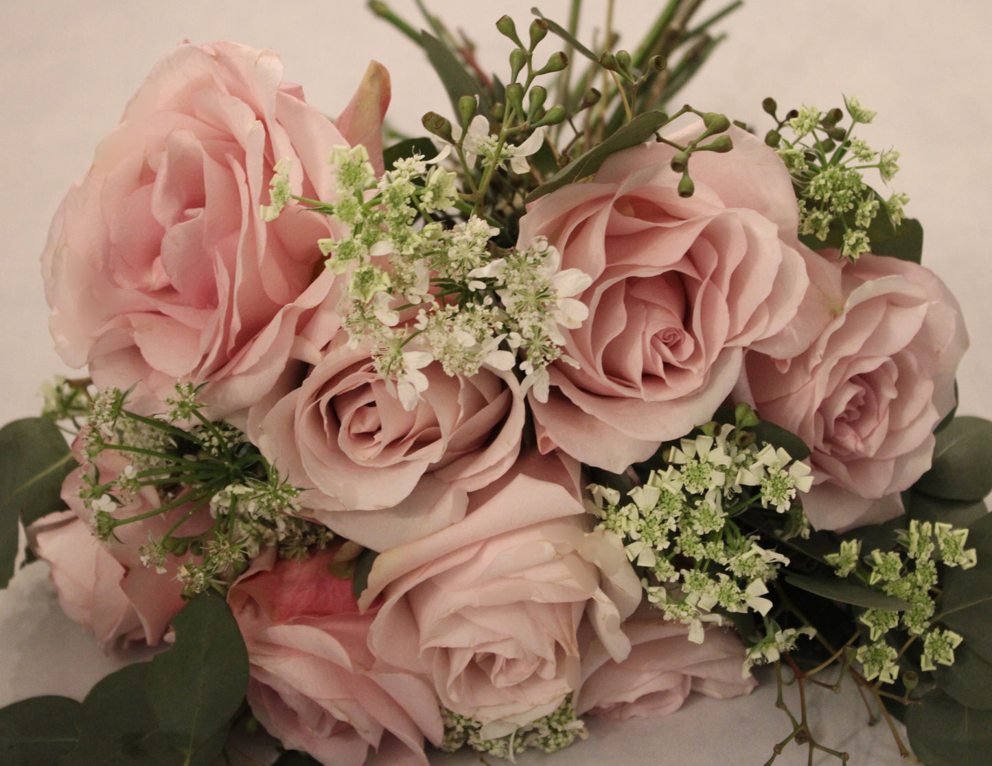 bouquet of pink secret garden roses