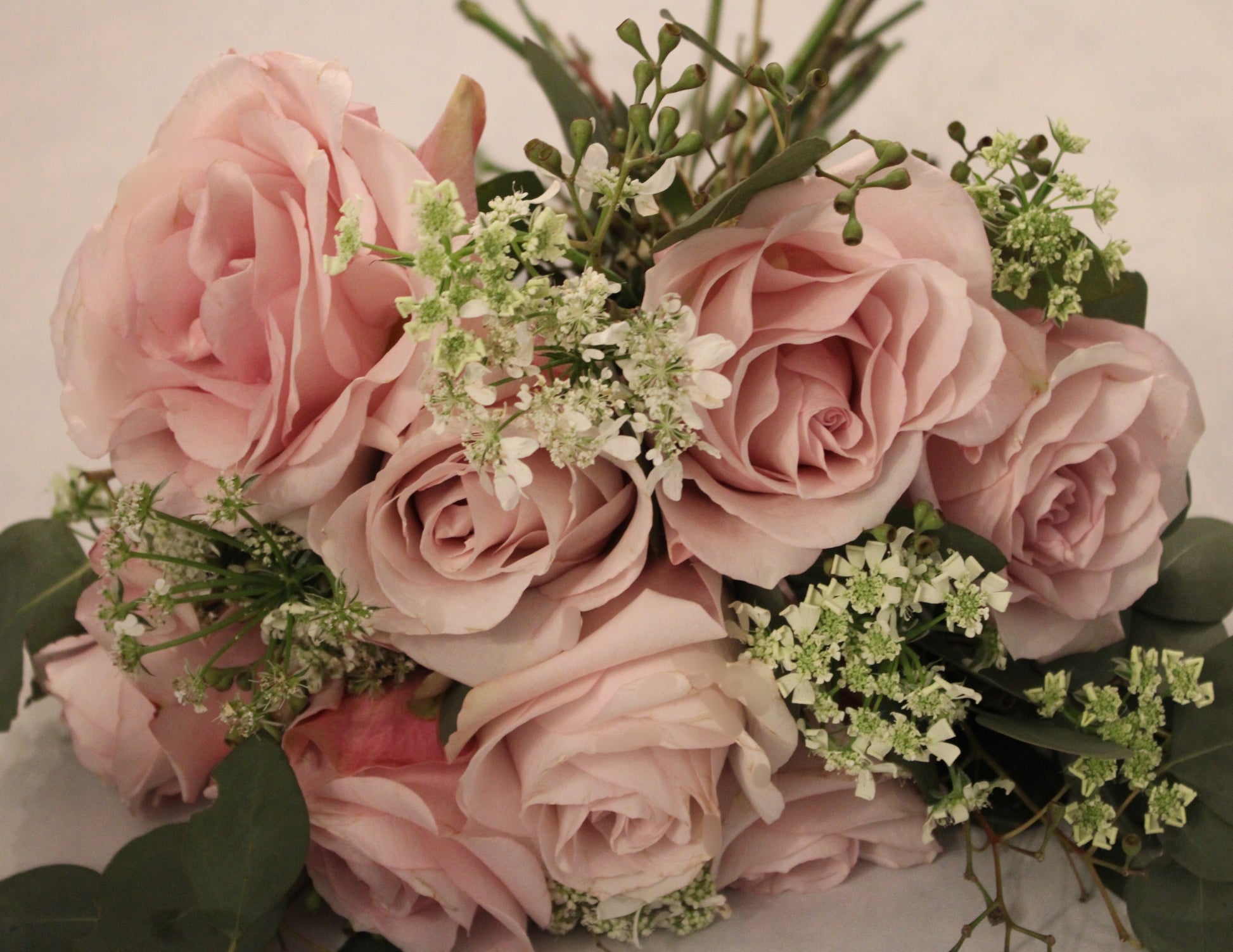 bouquet of pink secret garden roses